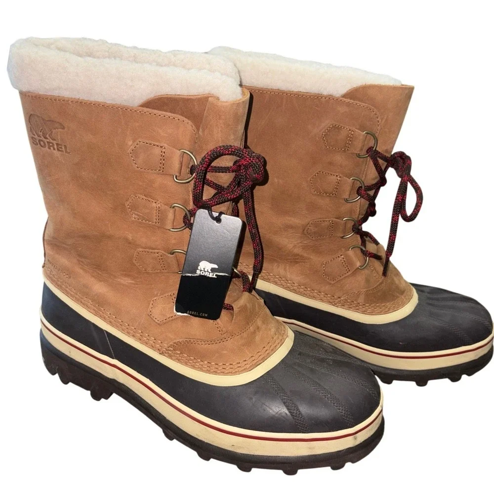NWT Sorel Mens Caribou Waterproof Insulated Winter Snow Boots Buff Size 12